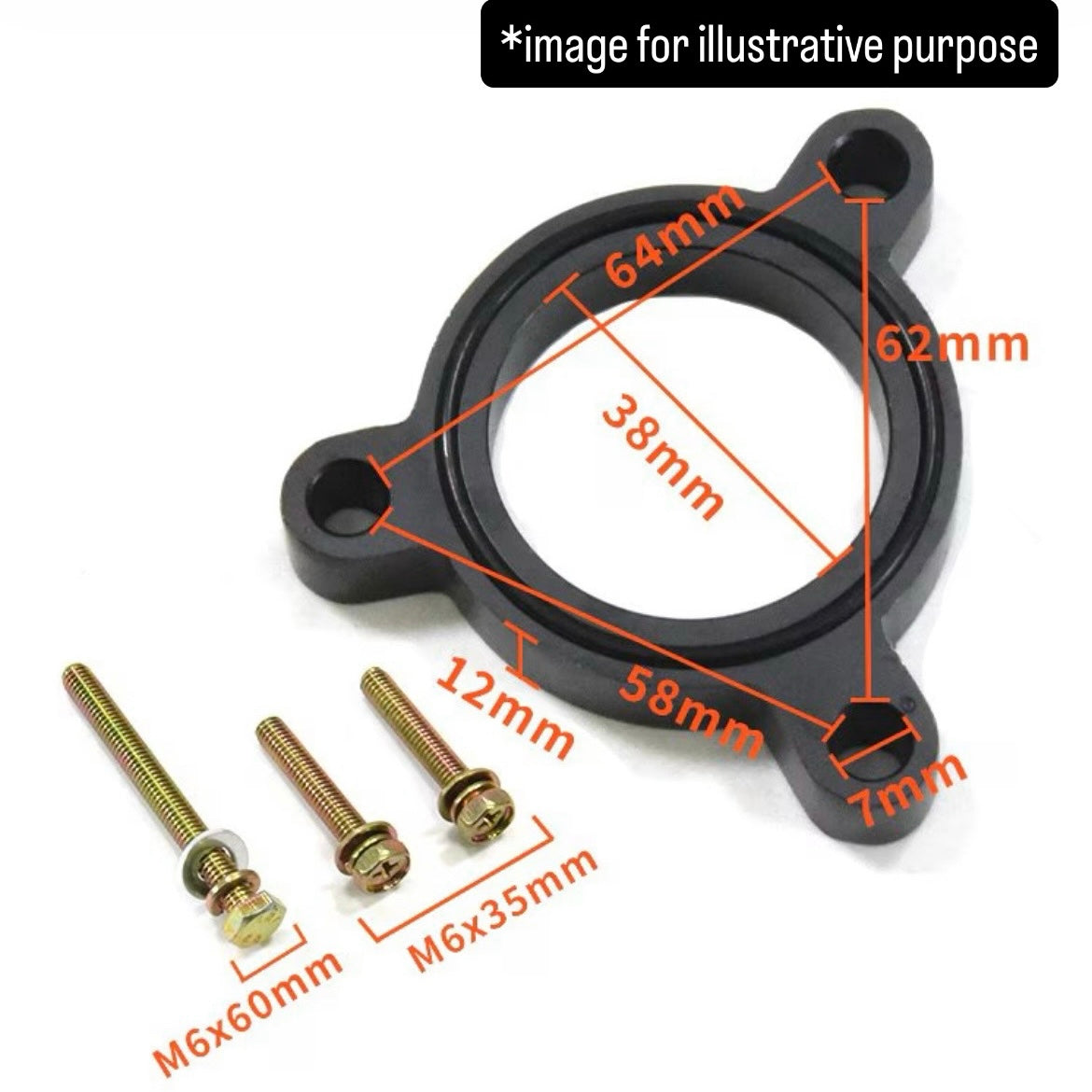 JB64W (Engine:R06A) Steel Throttle Body Spacer Kit for Suzuki Jimny (O-Ring / 3-Bolt Mount)