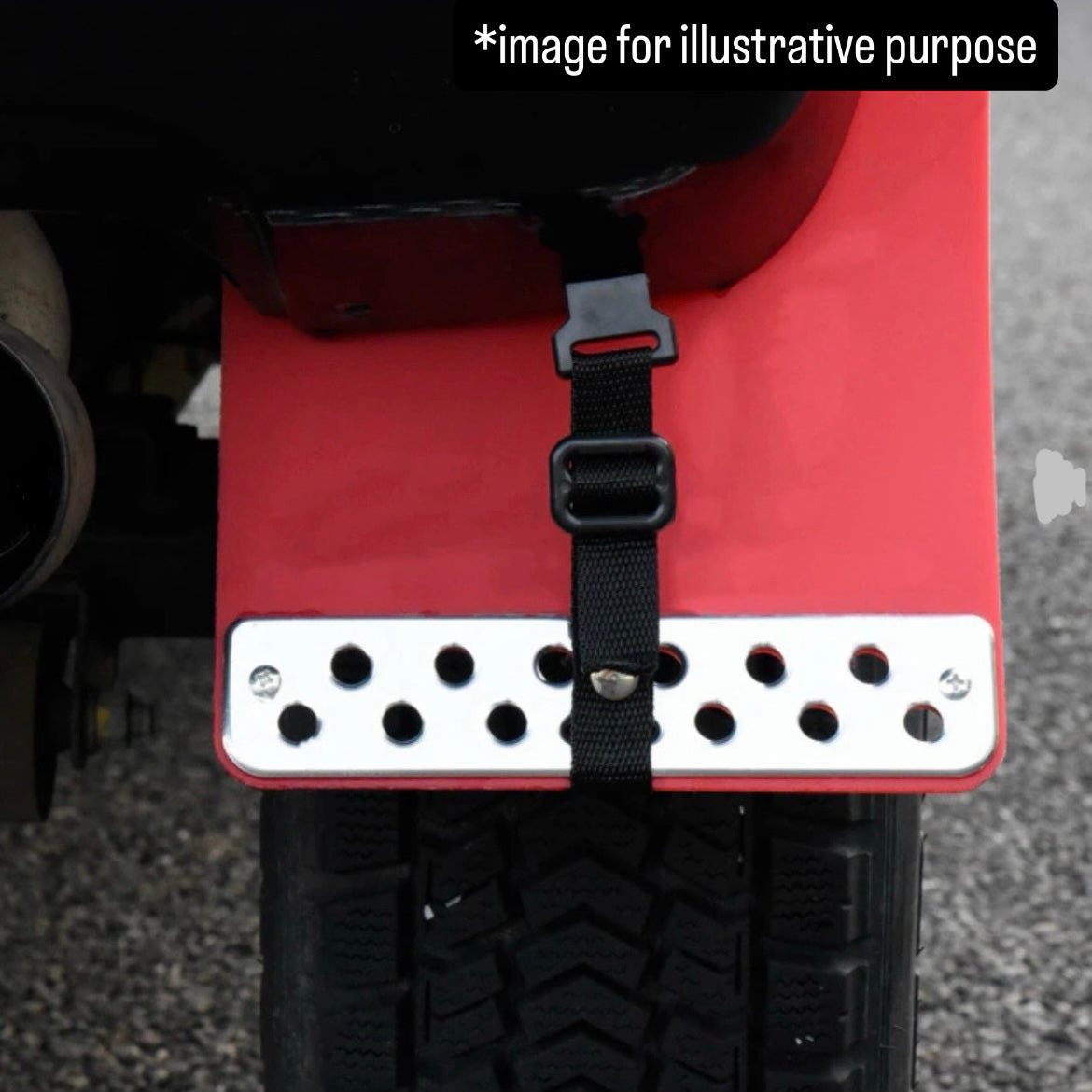 JB64W Large Mud Flap 4pc Set for Suzuki Jimny (Red Finish, Front & Rear Mud Guards with Aluminum Plates Complete Vehicle Set, Model Year:July.2018 onward)