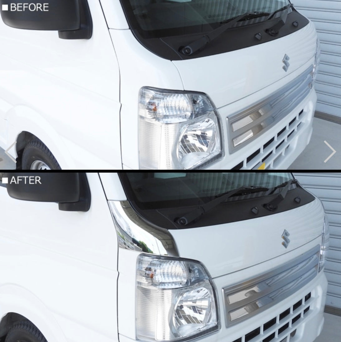 DA16T Suzuki Carry / Super Carry Chrome Corner Panel Cover Set (Left & Right) – Front Garnish, Exterior Custom Parts