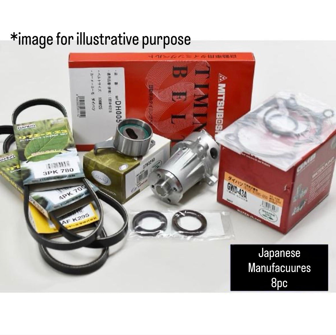 S200V/S210V/S220G/S230G (Engine:EFVE/EFDE) Timing Belt 8pc Set for Daihatsu Atrai (Late Model)