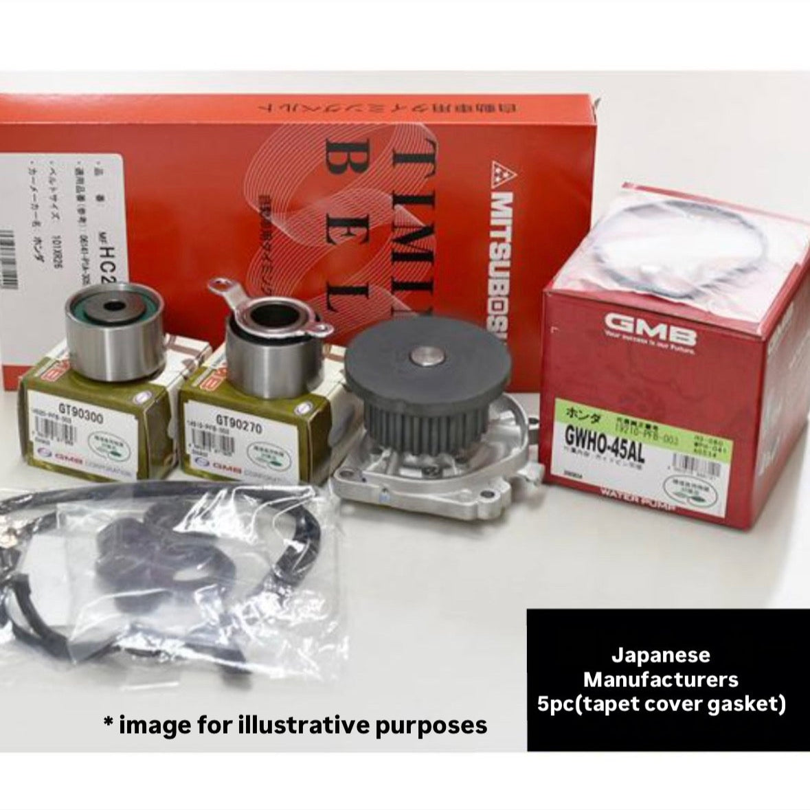 HH5/HH6/HA6/HA7 (Engine:E07Z) Timing Belt 5pc Set (Tappet Cover Gasket) for Honda Acty