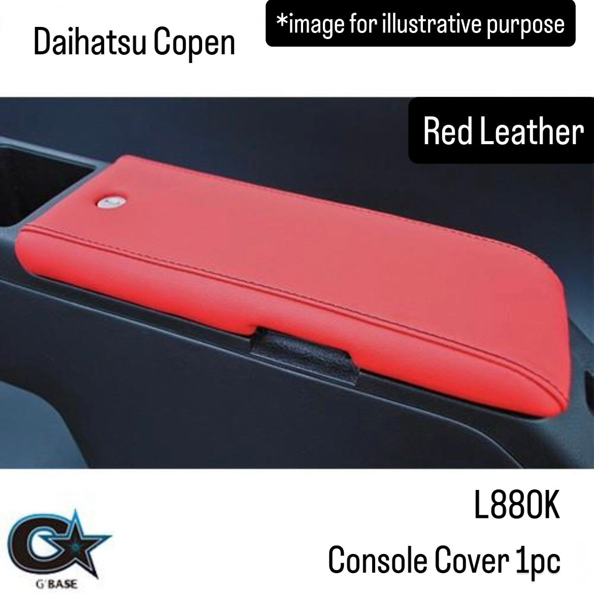 L880K Console Cover (G'BASE) for Daihatsu Copen (Red Leather)