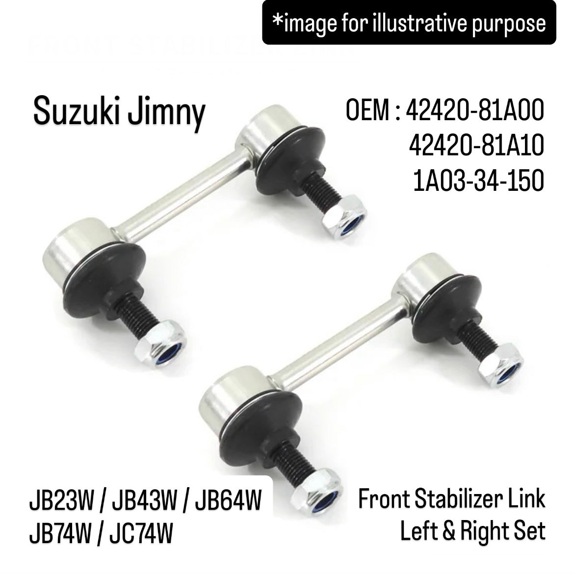 JB23W/JB43W/JB64W/JB74W/JC74W Front Stabilizer Link Left & Right Set for Suzuki Jimny (OEM:42420-81A00/42420-81A10/1A03-34-150)