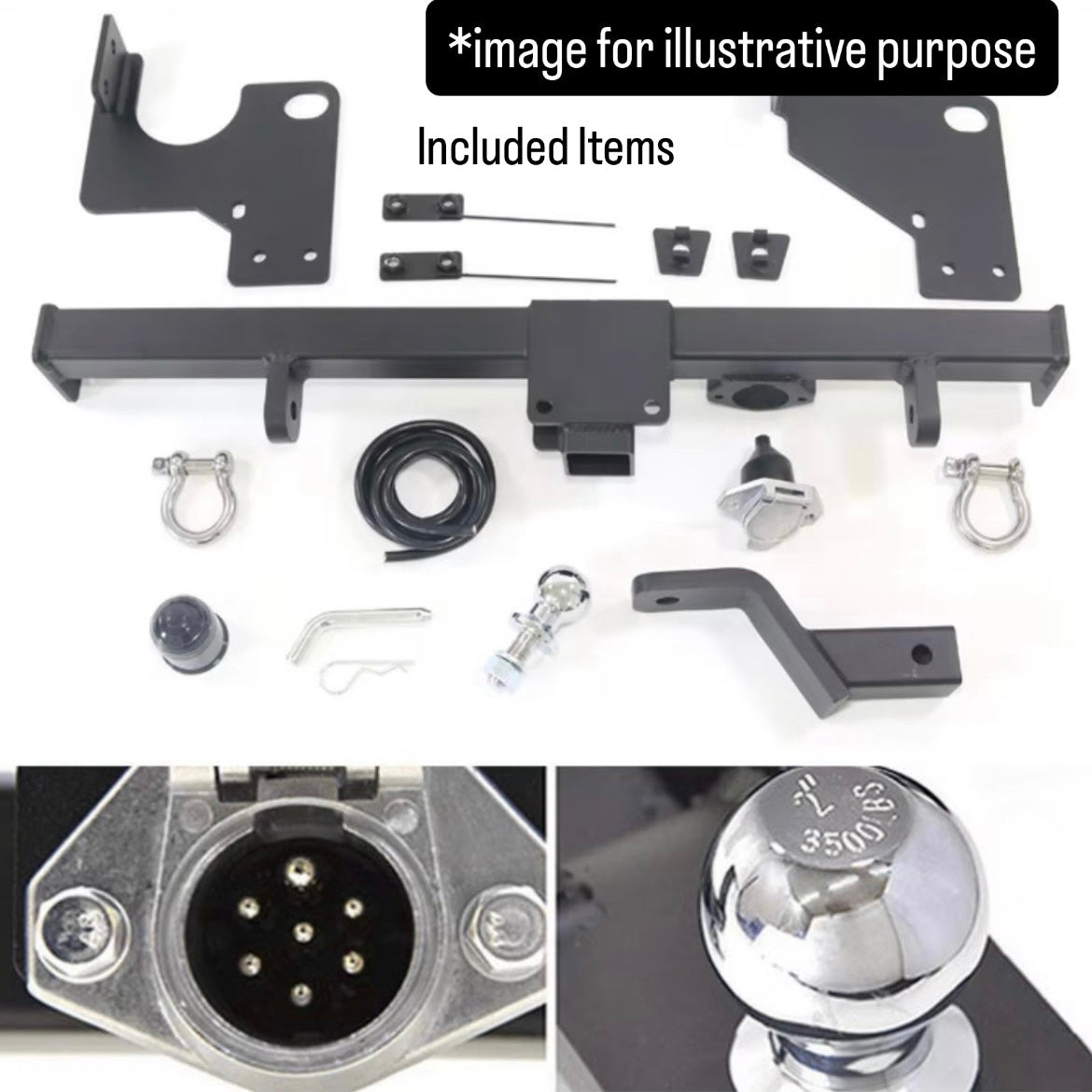 JB64W/JB74W/JC74W Class A 500kg Trailer Hitch for Suzuki Jimny / Jimny Sierra / Jimny Nomade (Shackle & Ball Mount, Black, Model Year:July.2018 onward)