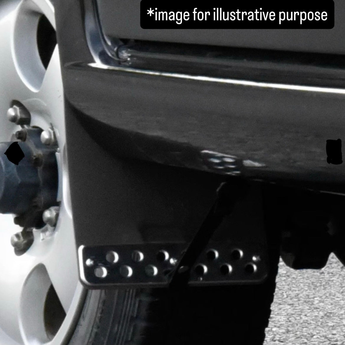 JB64W Large Mud Flap 4pc Set for Suzuki Jimny (Black Finish, Front & Rear Mud Guards with Aluminum Plates Complete Vehicle Set, Model Year:July.2018 onward)