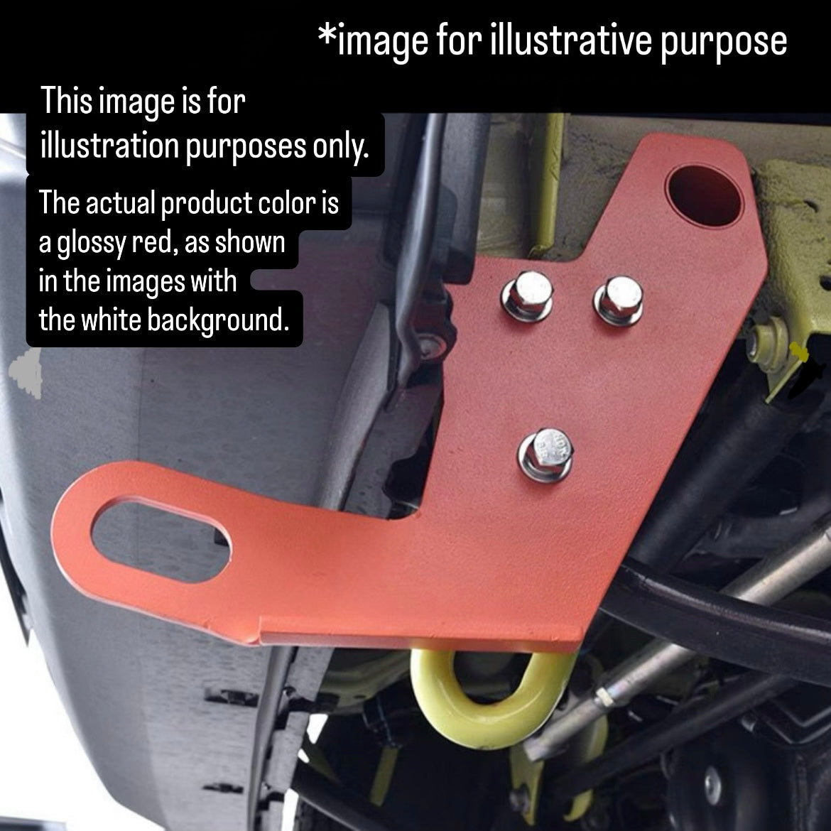 JB64W/JB74W/JC74W Front Tow Hook Passenger Side for Suzuki Jimny / Jimny Sierra / Jimny Nomade (6mm Thick, Red, Model Year:July.2018 onward)