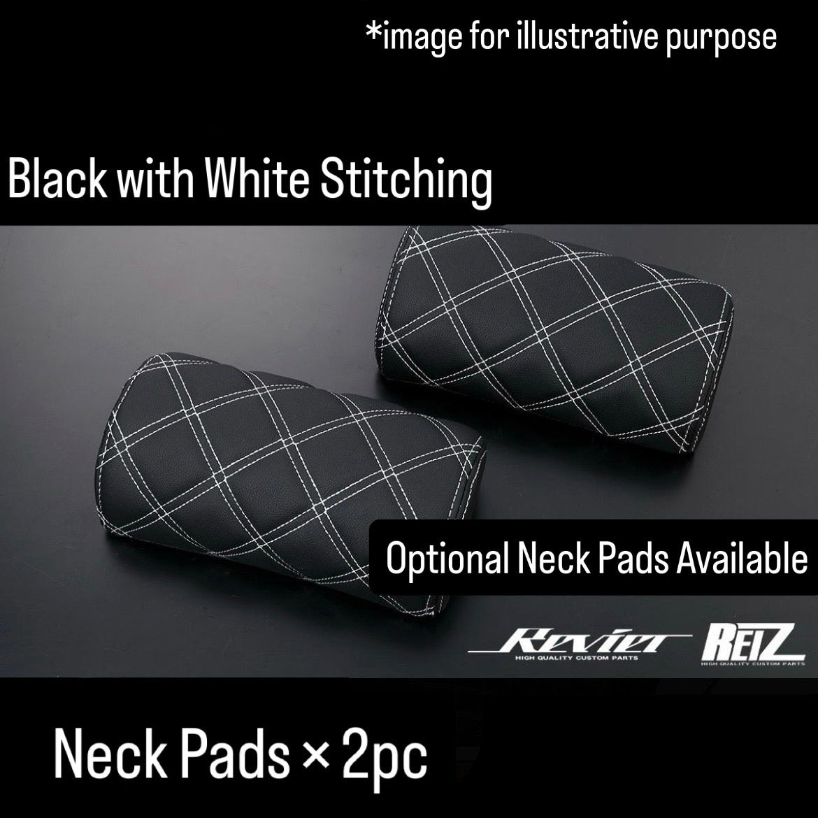 JB64W/JB74W Quilted Leather Seat Cover Set with Optional 2pc Neck Pad for Suzuki Jimny / Jimny Sierra (White/Red Stitching)
