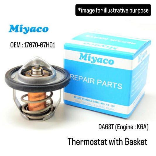 DA63T (Engine:K6A) Thermostat with Gasket (Miyaco) for Suzuki Carry (OEM:17670-67H01)
