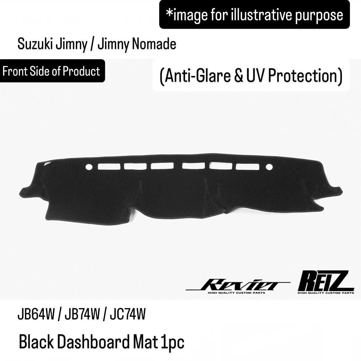 JB64W/JB74W/JC74W Black Dashboard Mat for Suzuki Jimny / Jimny Nomade (Anti-Glare & UV Protection)