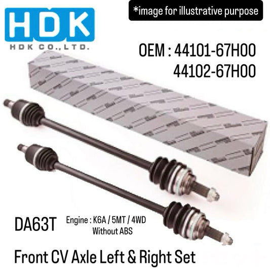 DA63T (Engine:K6A/5MT/4WD/Without ABS) Front CV Axle Left & Right Set (HDK) for Suzuki Carry (OEM:44101-67H00/44102-67H00)