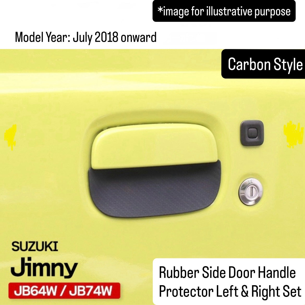 JB64W/JB74W Rubber Side Door Handle Protector Left & Right Set for Suzuki Jimny / Jimny Sierra (Carbon Style / Model Year: July 2018 onward)