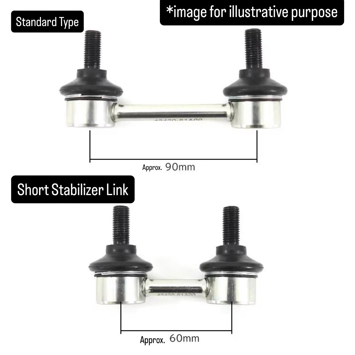 JB64W/JB74W Short Stabilizer Link Left & Right Set for Suzuki Jimny –20mm to 3-Inch Lift, Improved Roll Control (OEM:42420-81A00/42420-81A10/1A03-34-150)