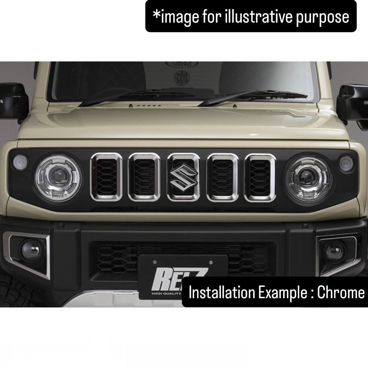 JB64W/JB74W Stainless Steel Front Grille Insert 5pc Set for Suzuki Jimny / Jimny Sierra (2finish Options, Factory Grille Only)