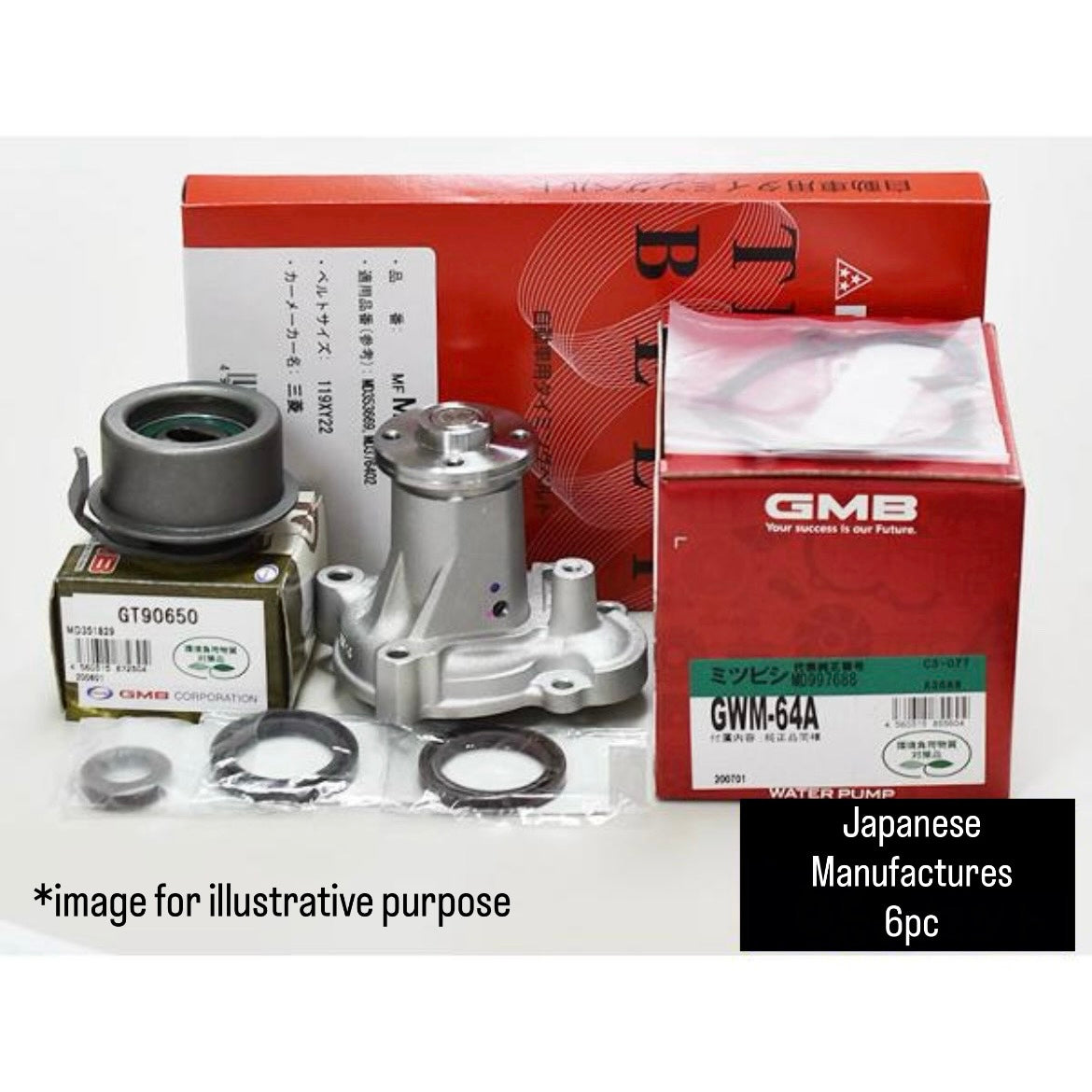 U61T/U62T (Engine:3G83/SOHC/NA) Timing Belt 6pc Kit (Mitsuboshi/GMB/KOYO/Musashi) for Mitsubishi Minicab Truck