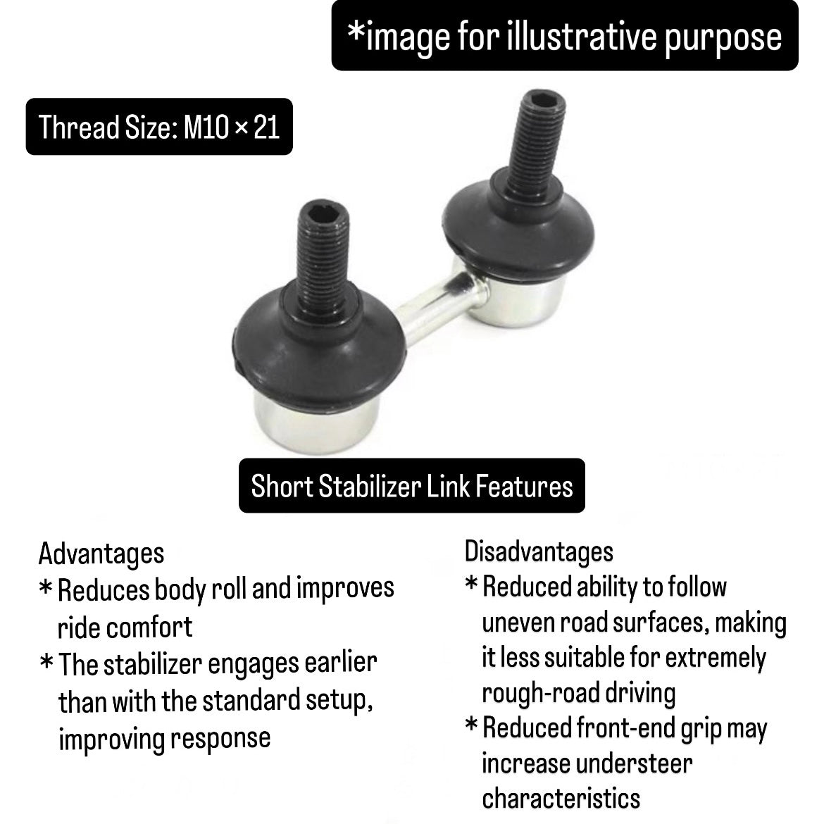 JB64W/JB74W Short Stabilizer Link Left & Right Set for Suzuki Jimny –20mm to 3-Inch Lift, Improved Roll Control (OEM:42420-81A00/42420-81A10/1A03-34-150)