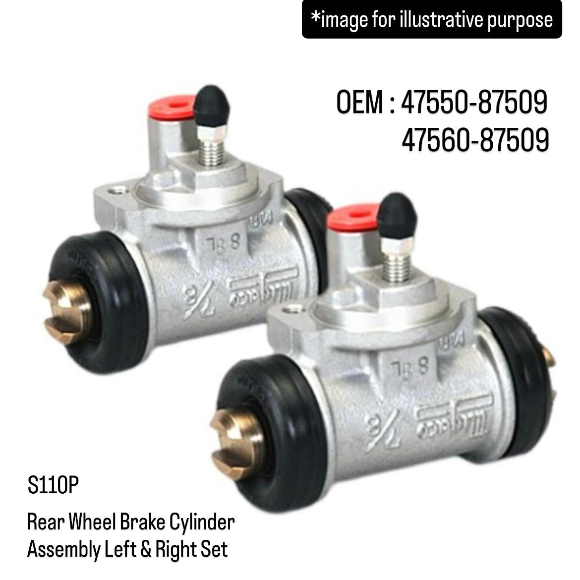 S110P Rear Wheel Brake Cylinder Assembly Left & Right Set for Daihatsu Hijet (OEM:47550-87509/47560-87509)