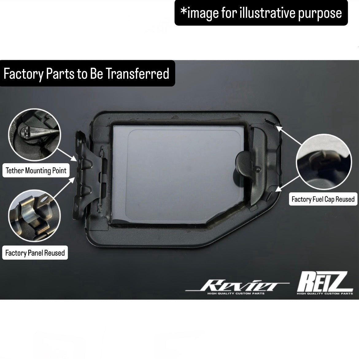 JB64W/JB74W Replacement Glass Fuel Filler Lid Ver.2 Textured Black Finish for Suzuki Jimny / Jimny Sierra