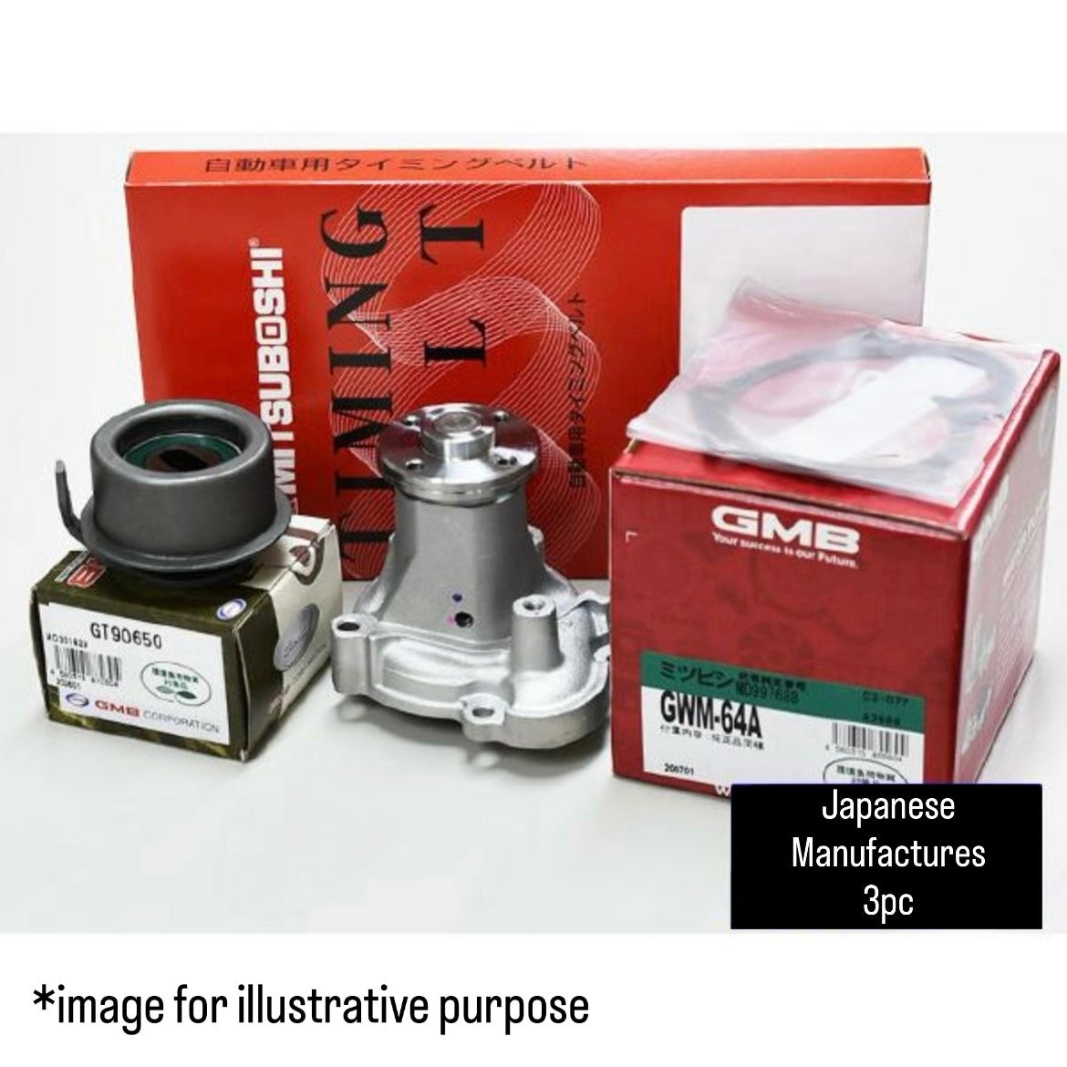 U61V/U62V (Engine:3G83/SOHC/NA) Timing Belt 3pc Kit (Mitsuboshi/GMB) for Mitsubishi Minicab Van