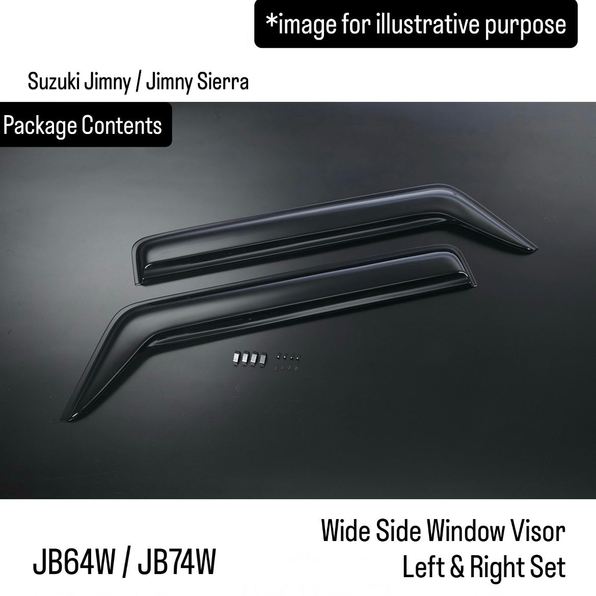 JB64W/JB74W Wide Side Window Visor Left & Right Set for Suzuki Jimny / Jimny Sierra