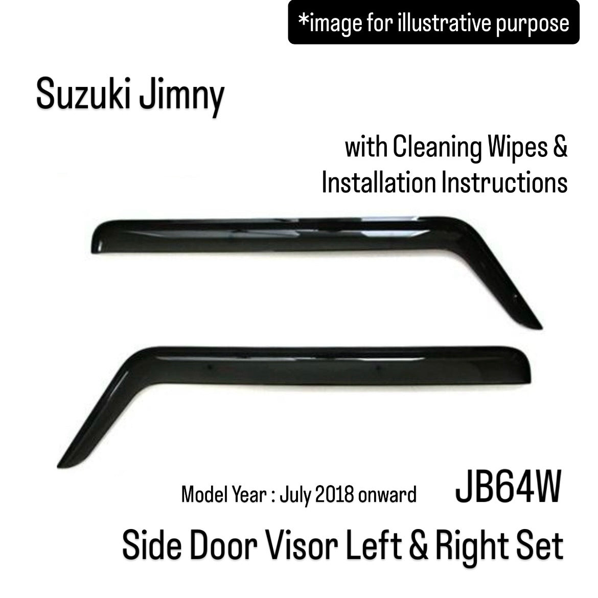 JB64W Side Door Visor Left & Right Set for Suzuki Jimny (with Cleaning Wipes & Installation Instructions)