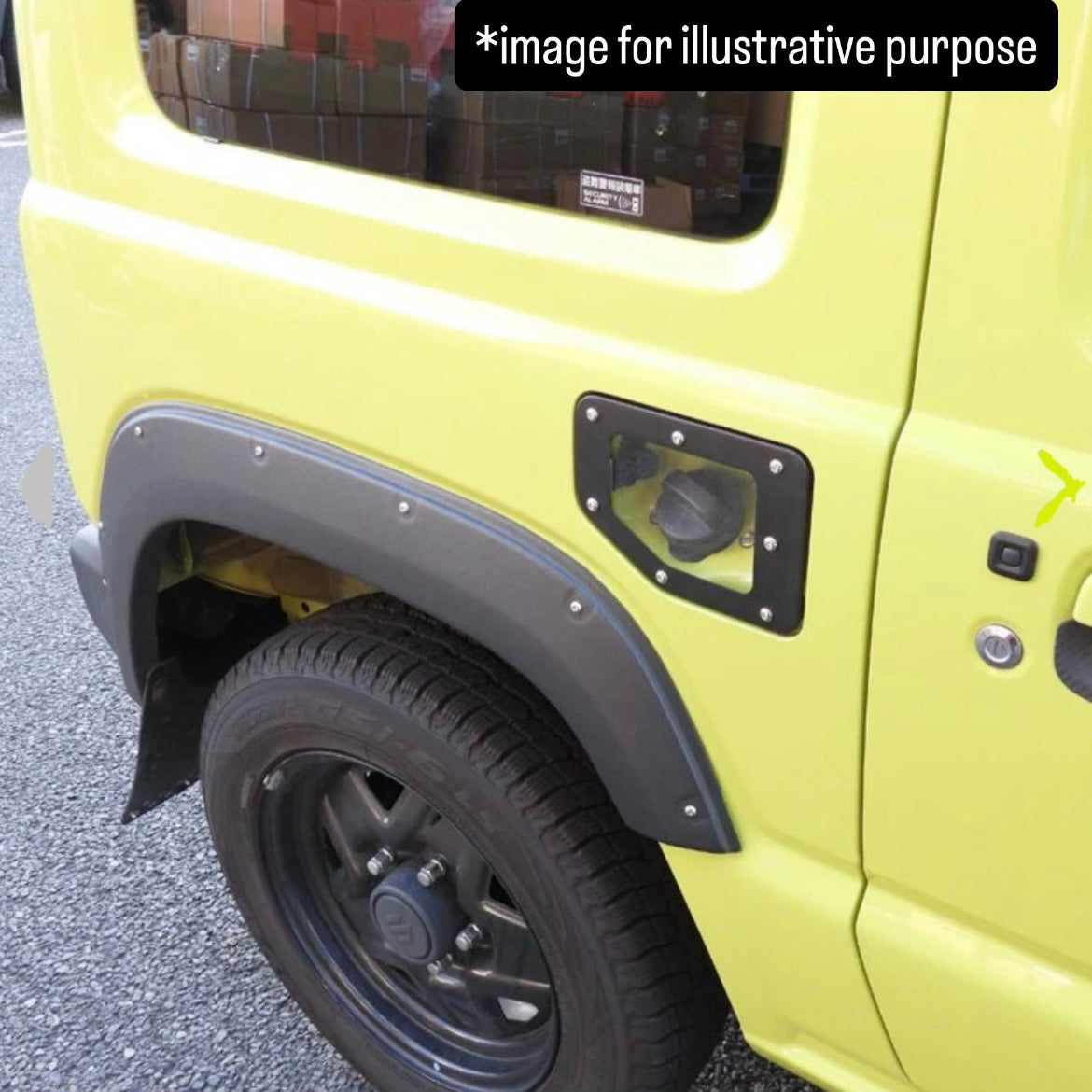 JB64W/JB74W Clear Fuel Filler Door Lid Cover for Suzuki Jimny / Jimny Sierra (Replacement Type / Black / with Bolts / Compatible with all model years of the JB64W & JB74W series)