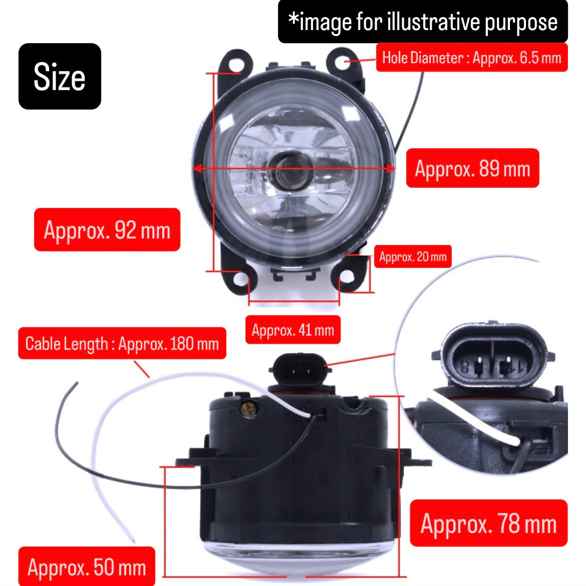 JB64W/JB74W/JC74W H8 Fog Lights Left & Right Set for Suzuki Jimny / Jimny Sierra / Jimny Nomade (White LED Fiber Angel Eyes / Glass Lenses)