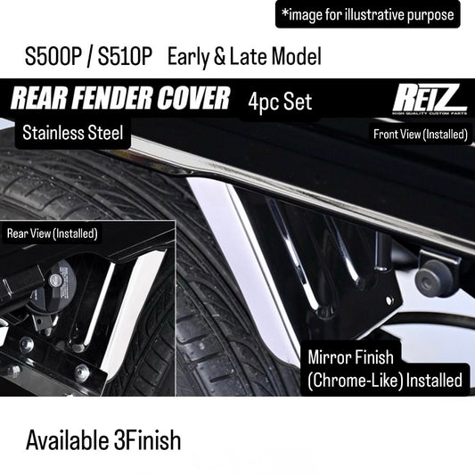 S500P/S510P (Early & Late Model) Stainless Steel Rear Fender Cover 4pc Set for Daihatsu Hijet Truck / Jumbo (Available 3Finish)