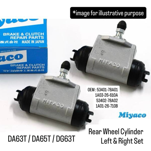 DA63T/DA65T/DG63T Rear Wheel Cylinder Left & Right Set (Miyaco) for Suzuki Carry / Mazda Scrum (OEM:53401-78A01/1A03-26-610A/53402-78A02/1A01-26-710B)