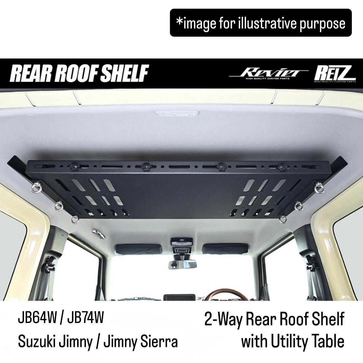JB64W/JB74W 2-Way Rear Roof Shelf with Utility Table for Suzuki Jimny / Jimny Sierra