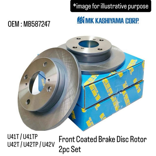 U41T/U41TP/U42T/U42TP/U42V Front Coated Brake Disc Rotor 2pc Set (Kashiyama) for Mitsubishi Minicab (OEM:MB587247)