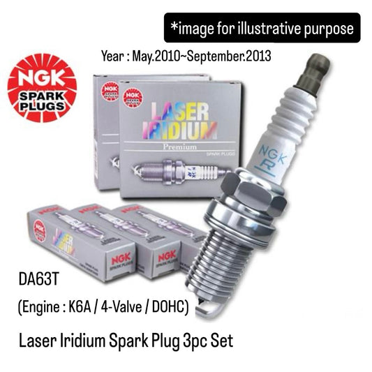 DA63T (Engine:K6A/4-Valve/DOHC) Laser Iridium Spark Plug 3pc Set (NGK) for Suzuki Carry (Year:May.2010~September.2013)