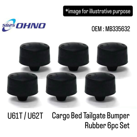 U61T/U62T Cargo Bed Tailgate Bumper Rubber 6pc Set (OHNO) for Mitsubishi Minicab (OEM:MB335632)