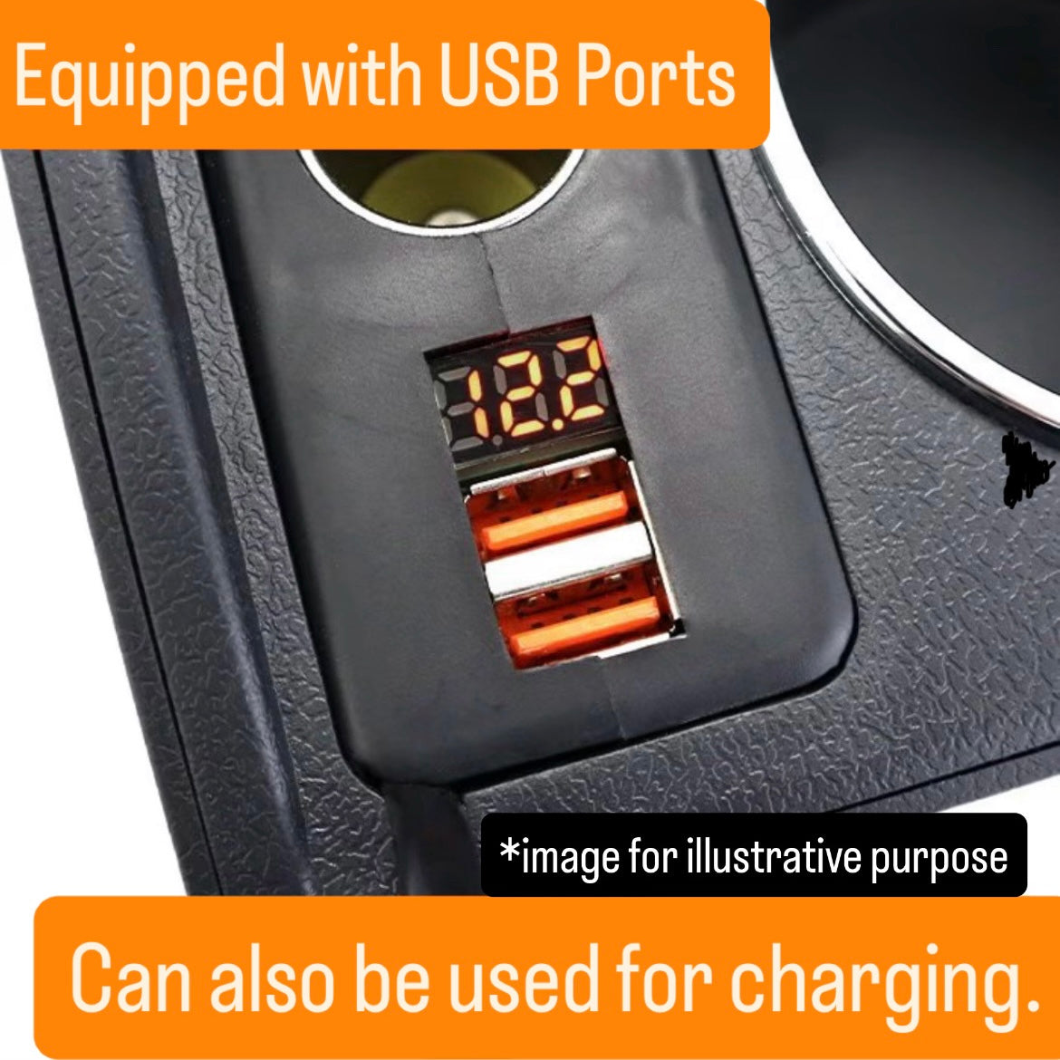 JB64W Armrest Center Console Box for Suzuki Jimny (USB Type-A / Cigarette Lighter Socket / Red Stitching / Model Year:July.2018 onward)