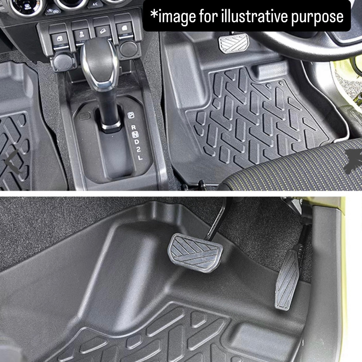 JB64W/JB74W AT Models 3D TPO Waterproof Floor Mat 4pc Set for Suzuki Jimny / Jimny Sierra (Black, Front & Rear, Model Year:July.2018 onward)