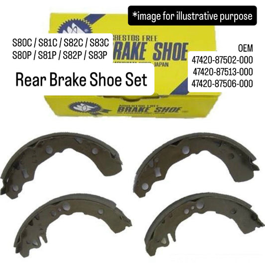 S80C/S81C/S82C/S83C/S80P/S81P/S82P/S83P Rear Brake Shoe Set (MK Kashiyama) for Daihatsu Hijet Atrai (OEM:47420-87502-000/47420-87513-000/47420-87506-000)