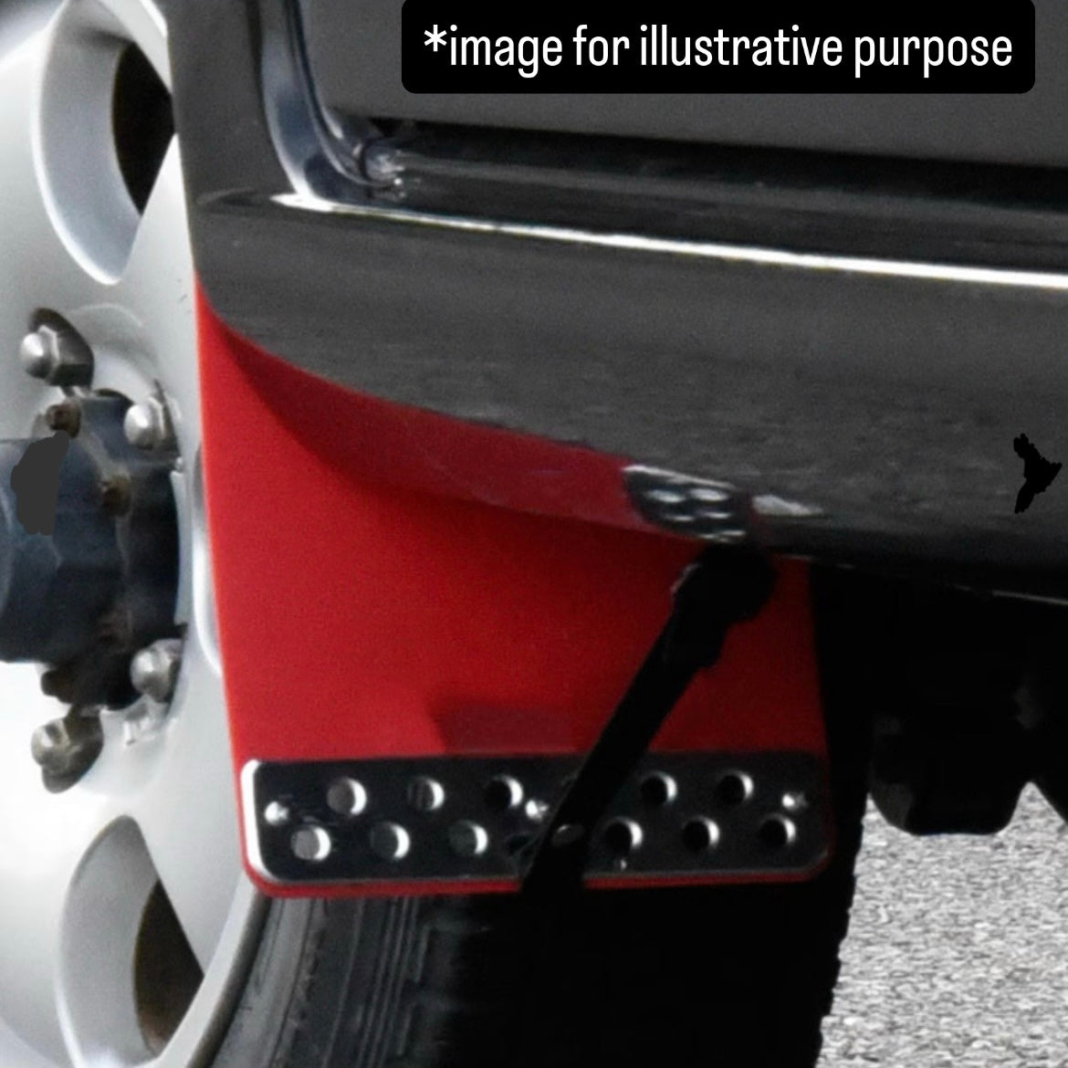 JB64W Large Mud Flap 4pc Set for Suzuki Jimny (Red Finish, Front & Rear Mud Guards with Aluminum Plates Complete Vehicle Set, Model Year:July.2018 onward)