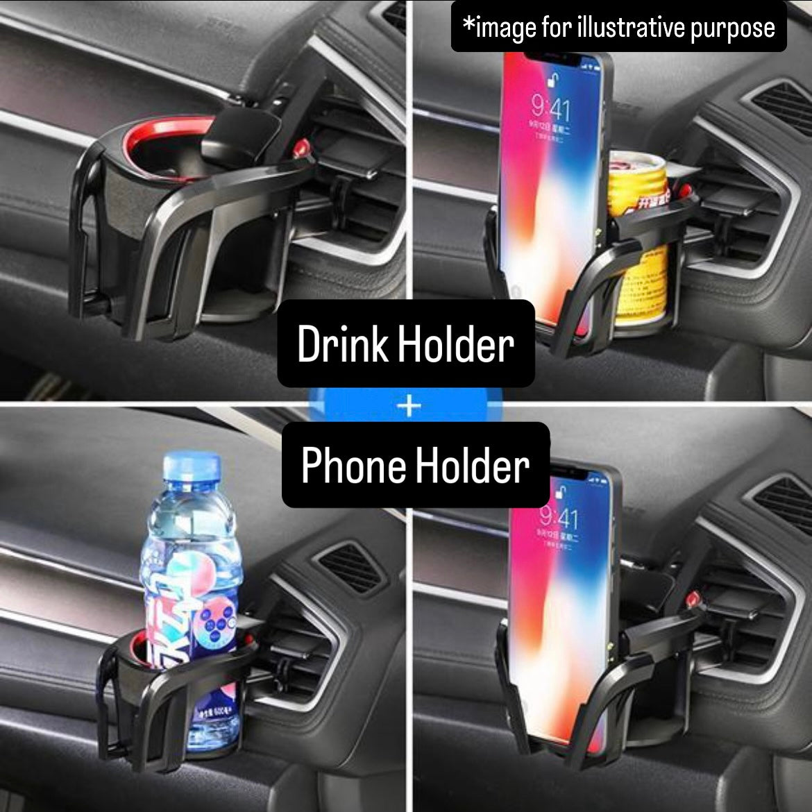 HA3/HA4 Air Vent Smartphone & Cup Holder for Honda Acty Truck (Interior Accessory, 2 Color Options)
