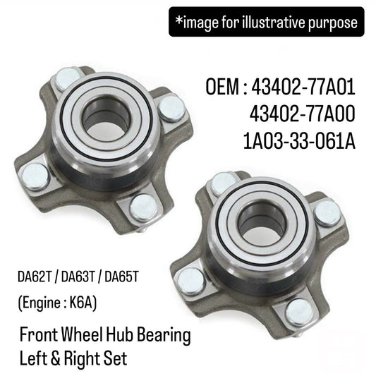 DA62T/DA63T/DA65T (Engine:K6A) Front Wheel Hub Bearing Left & Right Set for Suzuki Carry (OEM:43402-77A01/43402-77A00/1A03-33-061A)