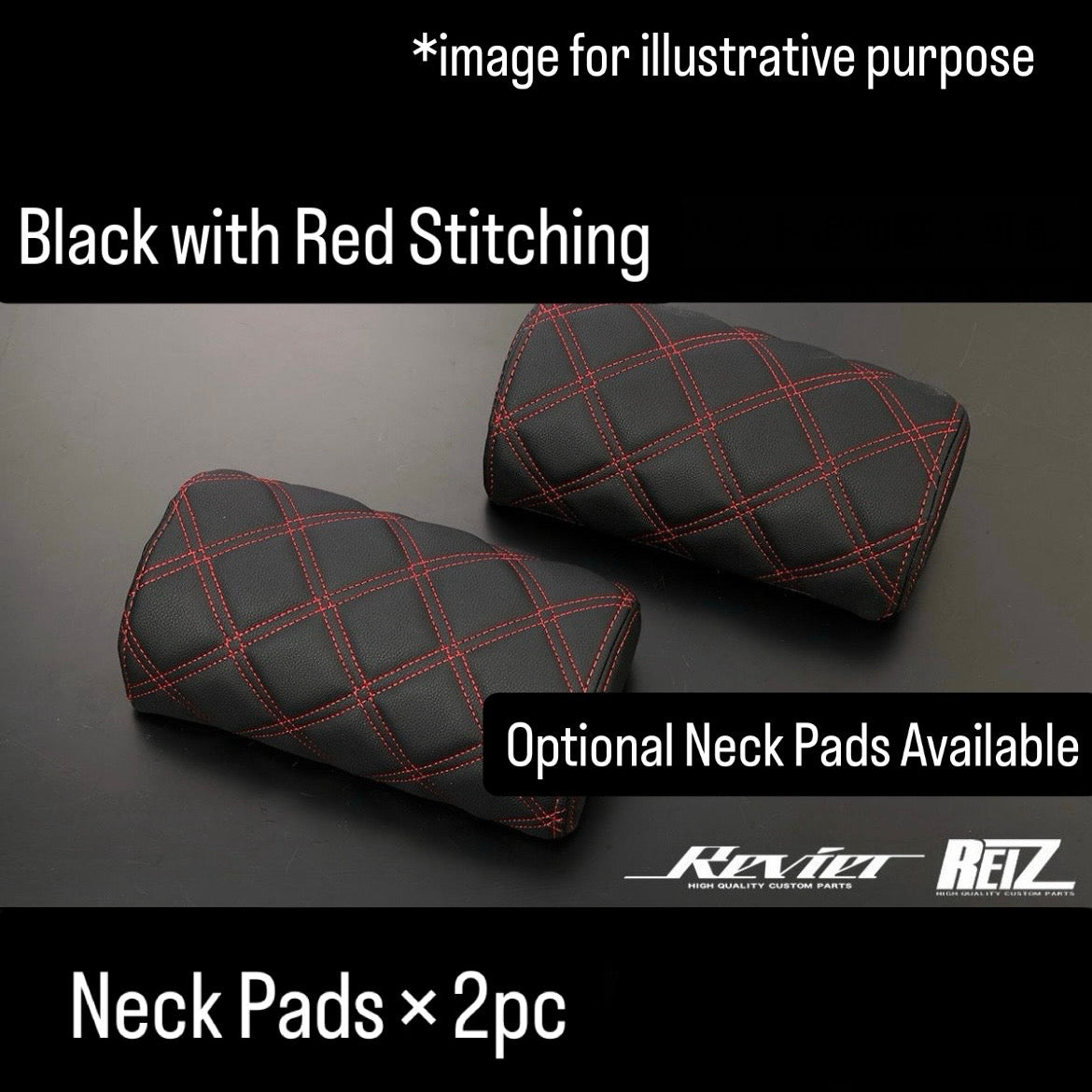 JB64W/JB74W Quilted Leather Seat Cover Set with Optional 2pc Neck Pad for Suzuki Jimny / Jimny Sierra (White/Red Stitching)