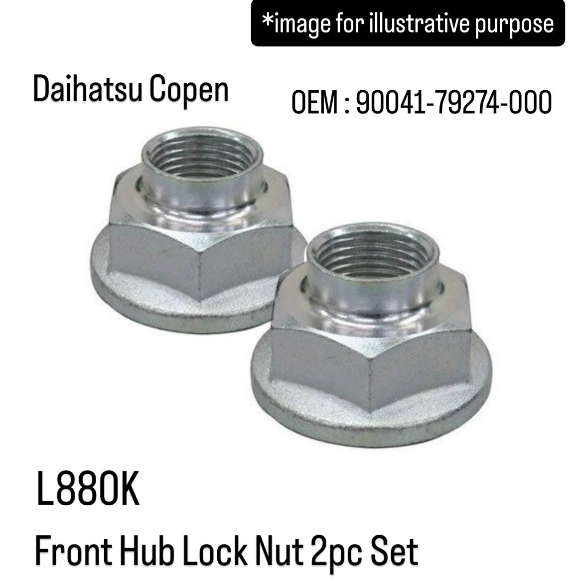 L880K Front Hub Lock Nut 2pc Set for Daihatsu Copen (OEM:90041-79274-000)