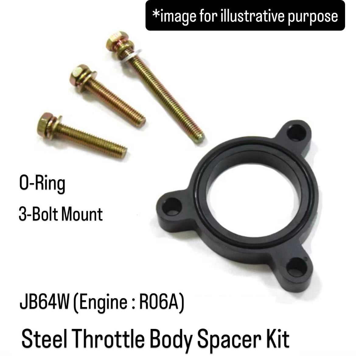 JB64W (Engine:R06A) Steel Throttle Body Spacer Kit for Suzuki Jimny (O-Ring / 3-Bolt Mount)