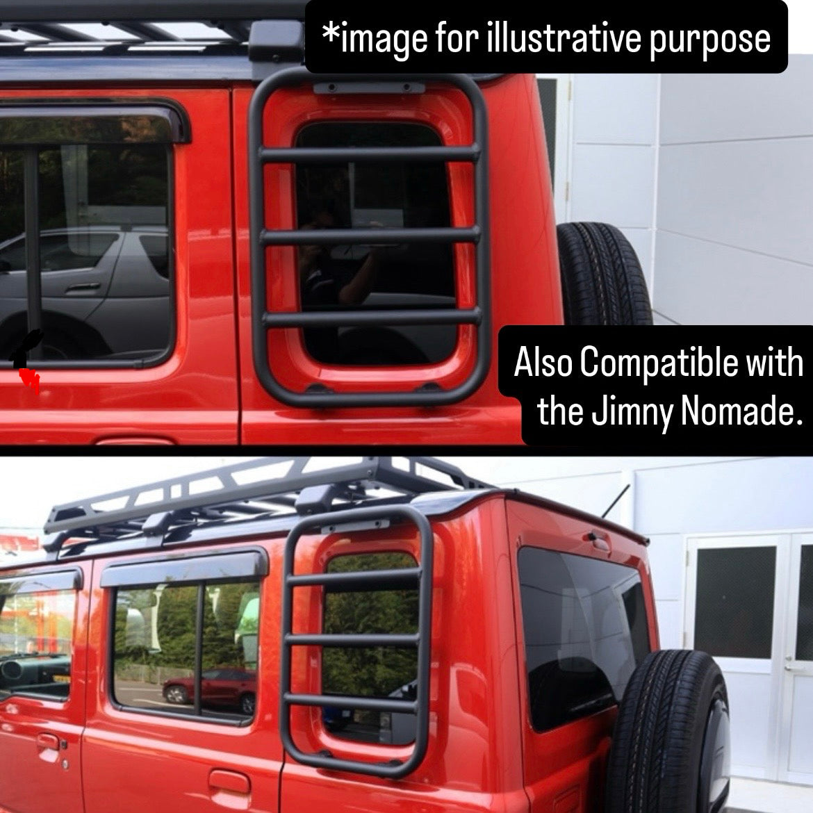 JB64W/JB74W/JC74W Aluminum Side Ladder for Suzuki Jimny / Jimny Sierra / Jimny Nomade (Lightweight Off-Road Style / Black / Model Year:July.2018 onward)