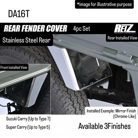 DA16T Stainless Steel Rear Fender Cover 4pc Set for Suzuki Carry (Up to Type 7) / Super Carry (Up to Type 5) (Available 3Finishes)