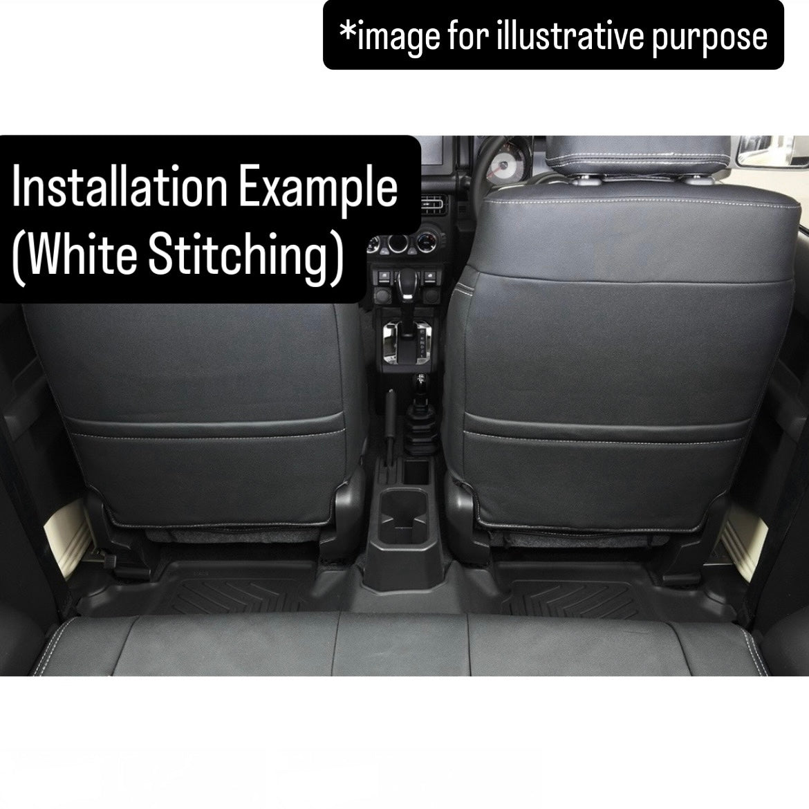 JB64W/JB74W Quilted Leather Seat Cover Set with Optional 2pc Neck Pad for Suzuki Jimny / Jimny Sierra (White/Red Stitching)