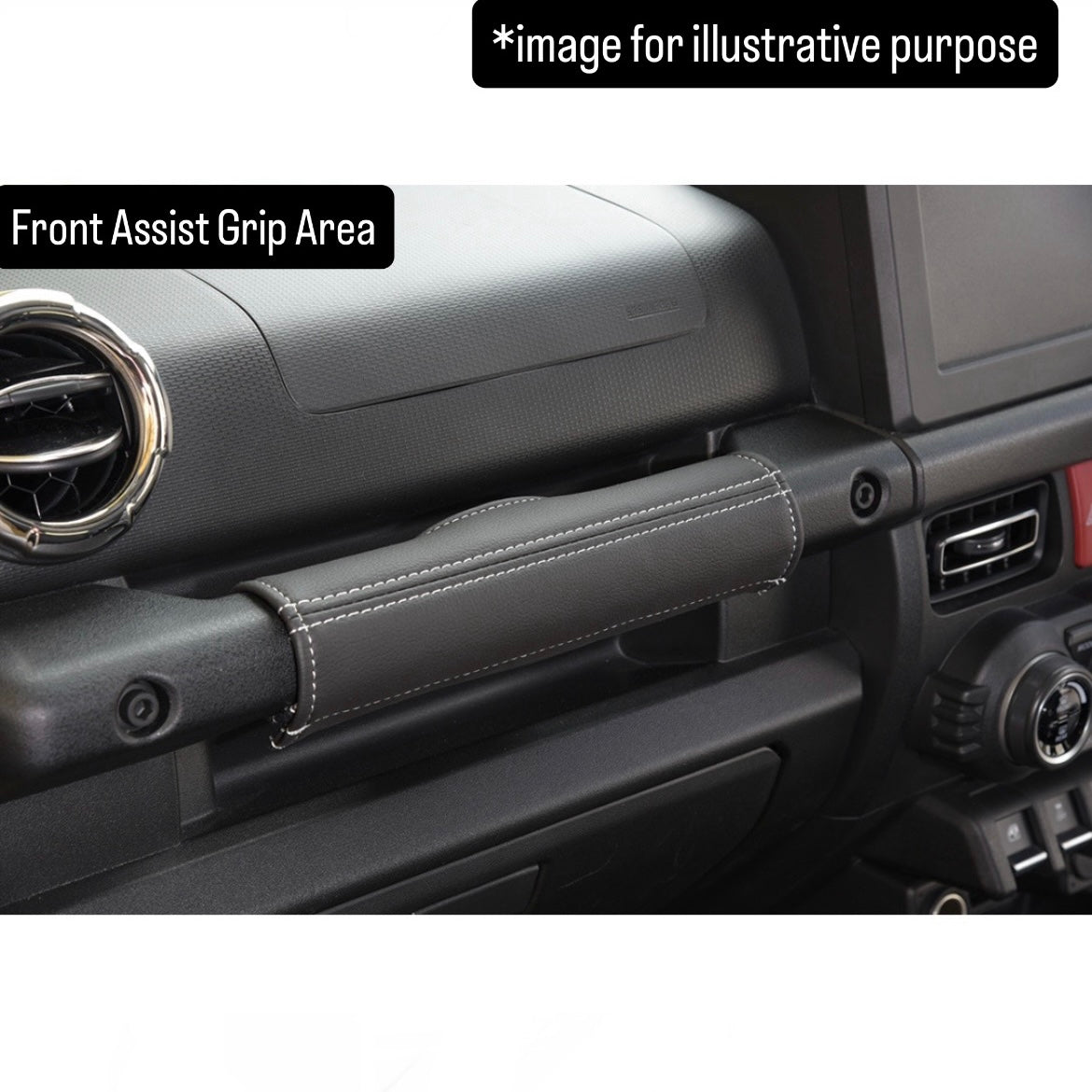 JB64W/JB74W Leather Grab Handle Cover 4pc Set for Suzuki Jimny / Jimny Sierra (White Stitching)