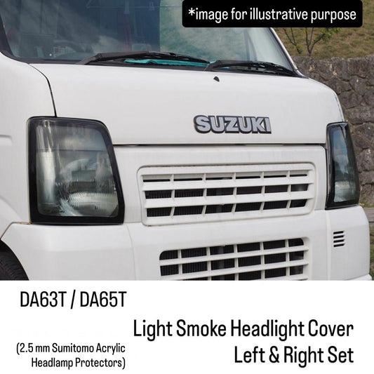 DA63T/DA65T Light Smoke Headlight Cover Left & Right Set for Suzuki Carry (2.5 mm Sumitomo Acrylic Headlamp Protectors)