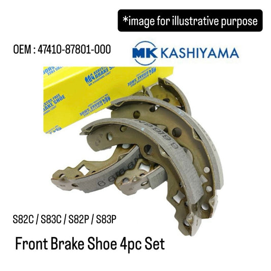 S82C/S83C/S82P/S83P Front Brake Shoe 4pc Set (MK Kashiyama) for Daihatsu Hijet (OEM:47410-87801-000)