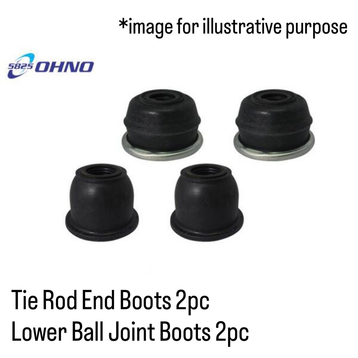 U61V/U62V/U67V/U68T (Engine:3G83/Y4F1/Y51) Tie Rod End Boots 2pc & Lower Ball Joint Boots 2pc Set (OHNO Rubber) for Mitsubishi Minicab (OEM:MB616023/MR589789)