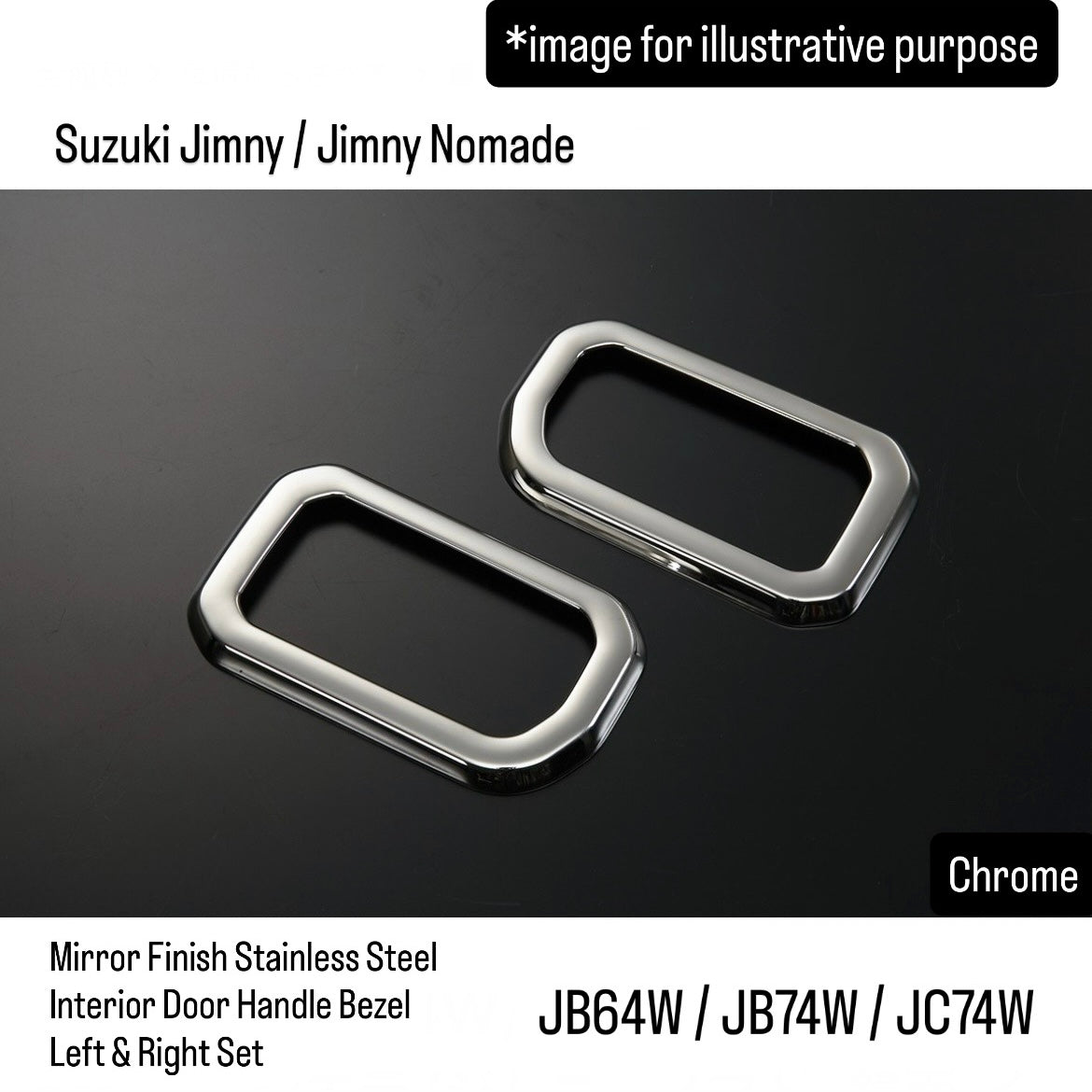 JB64W/JB74W/JC74W Mirror Finish Stainless Steel Interior Door Handle Bezel Left & Right Set for Suzuki Jimny / Jimny Nomade