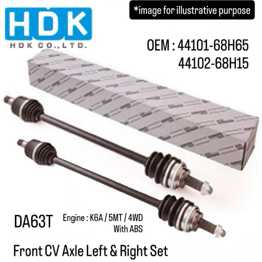 DA63T (Engine:K6A/5MT/4WD/With ABS) Front CV Axle Left & Right Set (HDK) for Suzuki Carry (OEM:44101-68H65/44102-68H15)